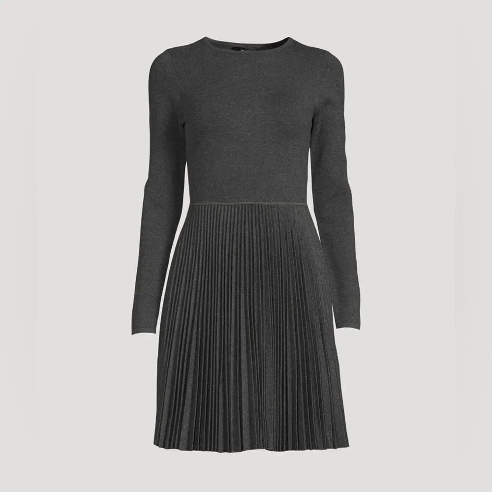 Theory Wool-Blend Pleated Mini Dress
